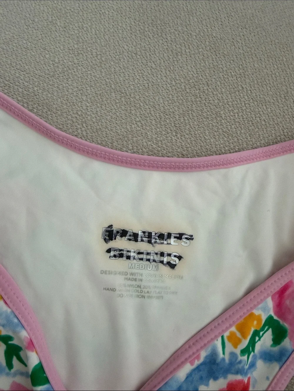 Frankie’s Floral Pink Trim Bikini Bottom
